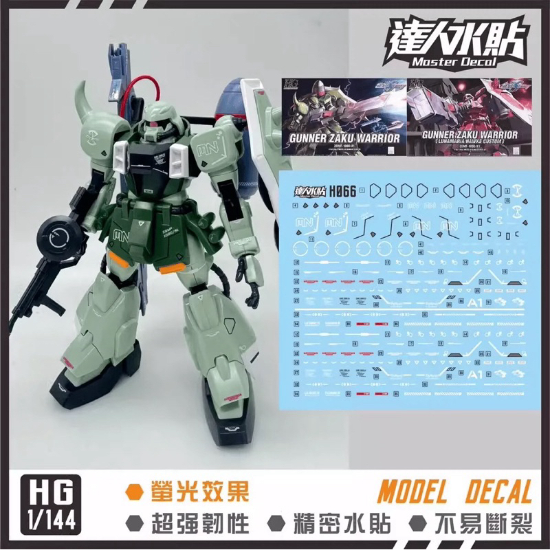🟩ดีคอลน้ำ DL HG 066 DECAL HG 1:144 ZGMF-1000/A1 Gunner Zaku Warrior เรืองแสงแบล็คไลท์