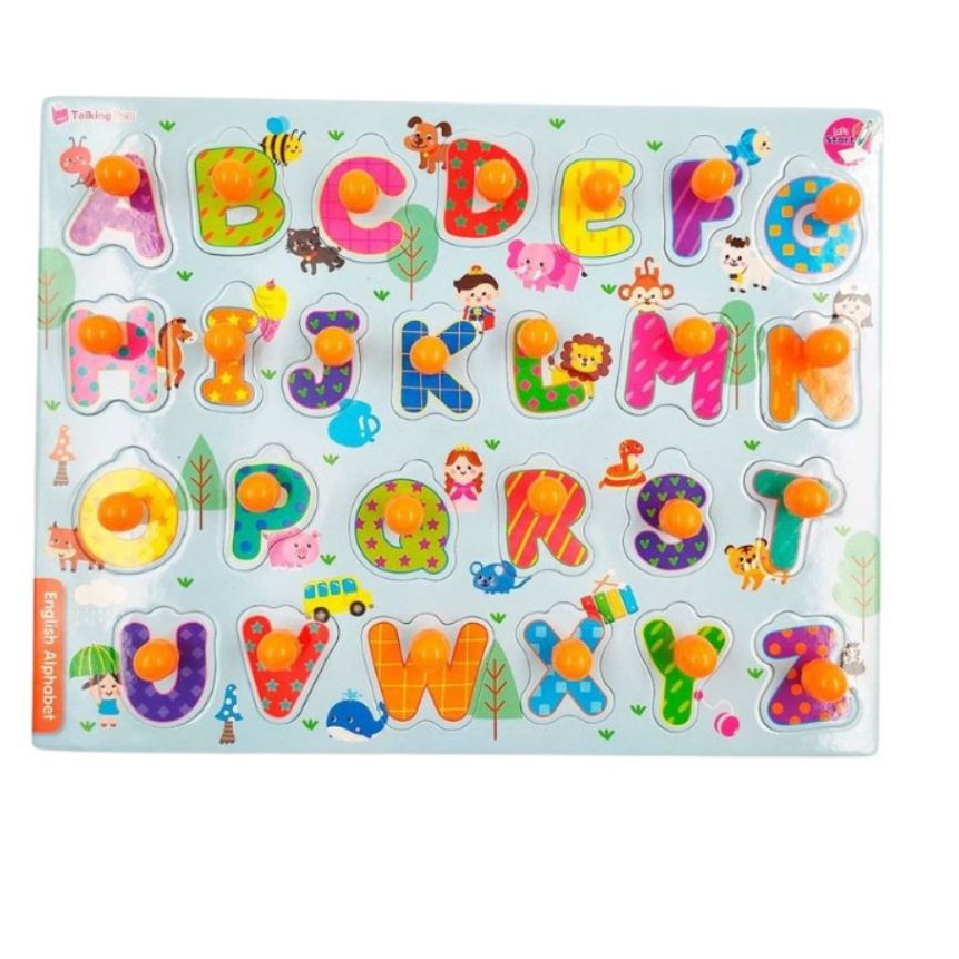 กระดานจ๊ะเอ๋ กระดานจิ๊กซอว์ จิ๊กซอว์หมุด หมวด ABC เสริมทักษะและช่วยการจดจำ