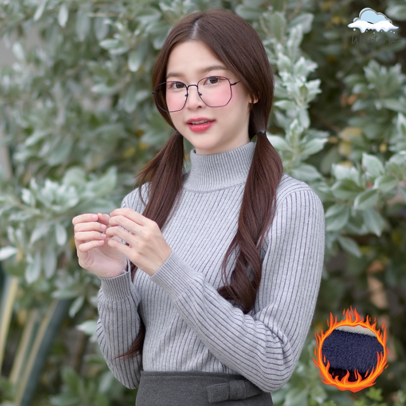 [ Becky Peen Neck Sweater ] 8 สี I เสื้อแขนยาวบุขน เสื้อคอปีนบุขน สเวตเตอร์ ผ้าร่อง นุ่มและหนา น่ารักมาก