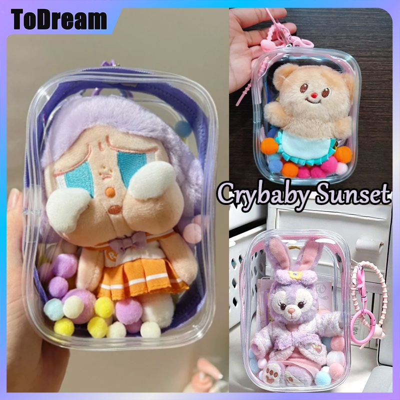 Crybaby Sunset Concert Doll พวงกุญแจ crybaby กระเป๋าแสดงผลกลางแจ้งพวงกุญแจสี่เหลี่ยมโปร่งใสกันน้ํา