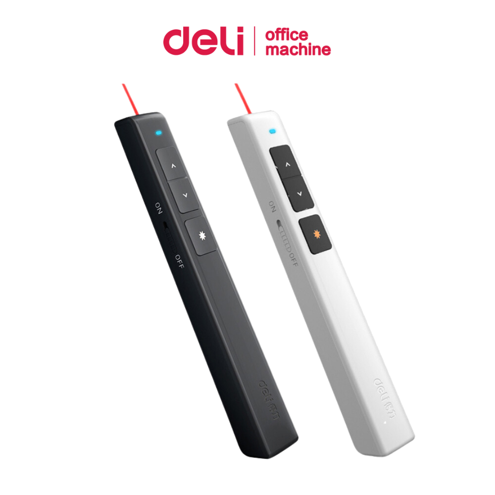 Deli เลเซอร์พอยเตอร์ รีโมทพอยเตอร์ รีโมทนำเสนองาน ปากกาเลเซอร์ พร้อมเลเซอร์​แสงสีแดง Laser Pointer Presenter