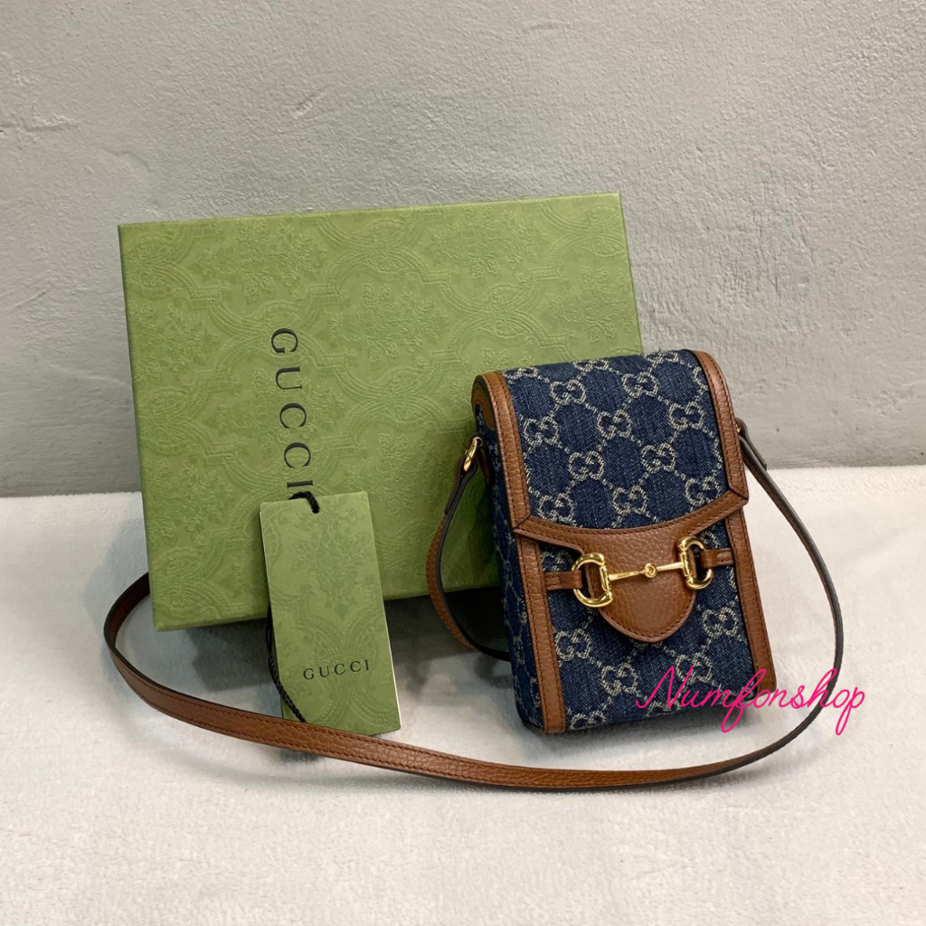 Gucci GG Denim Horsebit 1955 Mini Bag ปี2024 สภาพสวยใหม่