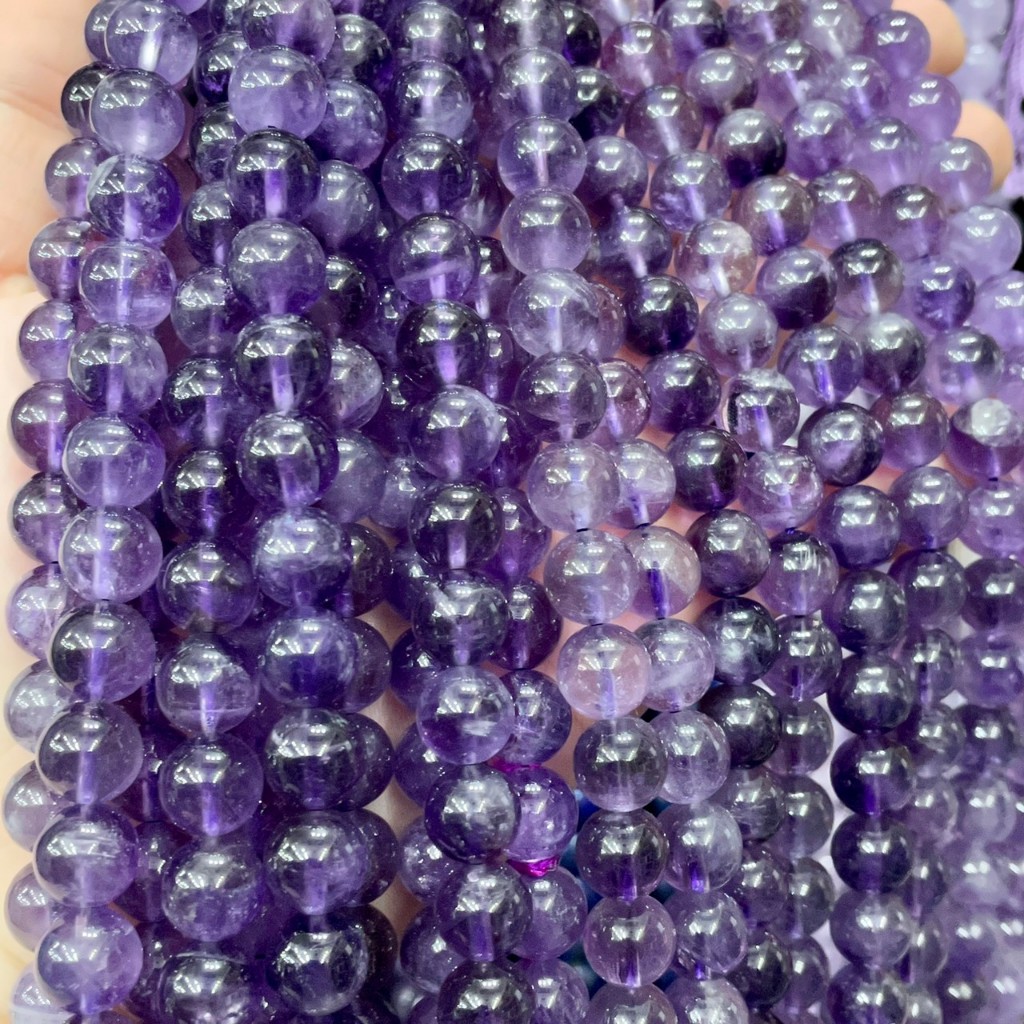 อเมทิสต์ Amethyst หินแห่งสมาธิ ทรงกลม เส้นยาว เกรด AA