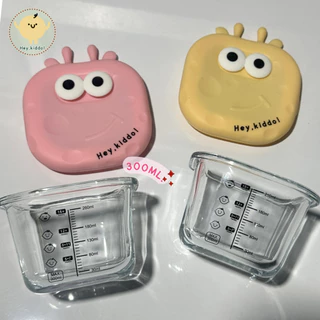 Heykiddo : ถ้วยแก้วแช่อาหารจัมโบ้ อุ่น - ฟรีสอาหารสำหรับเตรียมอาหาร จุ 300ml. ทนอุณหภูมิ -20-400องศา