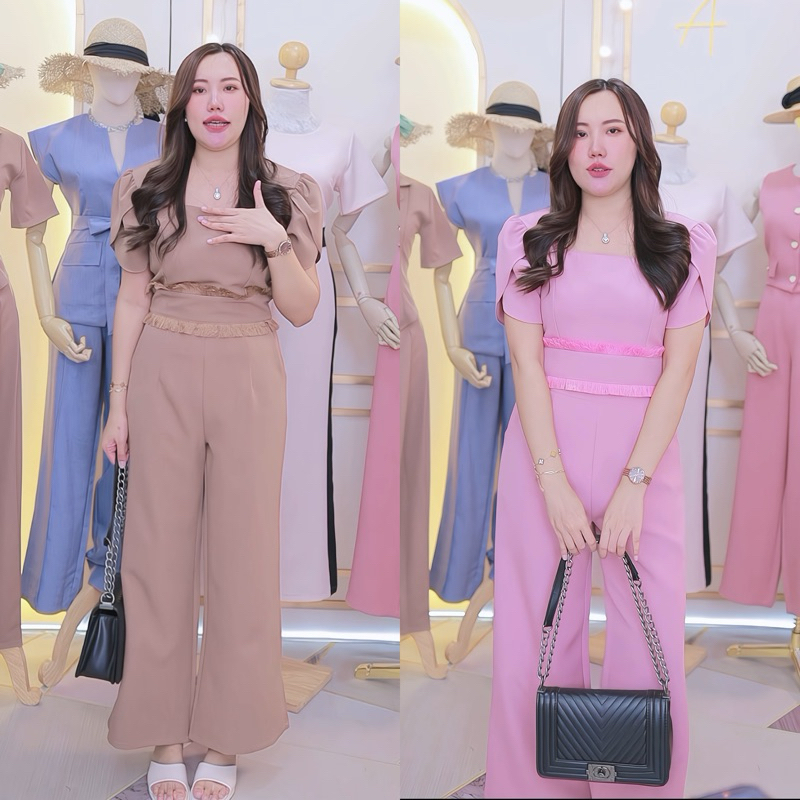 Gevana Set ชุดเซตแขนจีบแต่งพู่ขายาวAN264