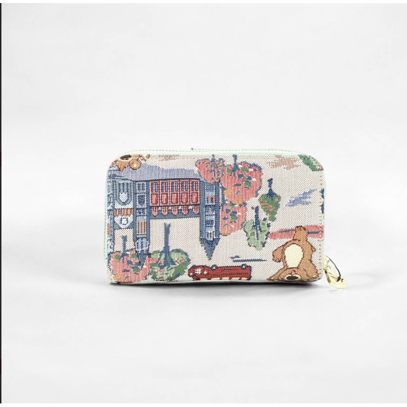 Henneybear HW-111 ลายLondon  กระเป๋าสตางค์ กระเป๋าใส่เงิน กระเป๋าใส่บัตร ใบกลางสีเขียวพาสเทล สีสวย