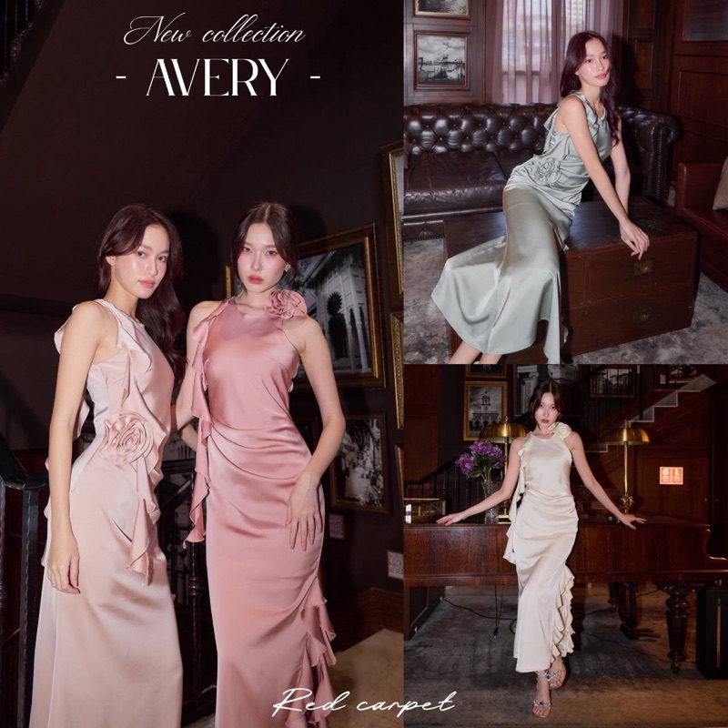 📌📌พร้อมส่ง ครบสี SML 🏷️Red Carpet #R098 AVERY เดรสออกงาน เดรสซาติน ชุดไปงานแต่ง ชุดเพื่อนเจ้าสาว
