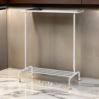 IKEA RIGGA ราวแขวนผ้า แบบตั้งพื้น มีล้อ ชั้นรองล่าง ปรับความ…