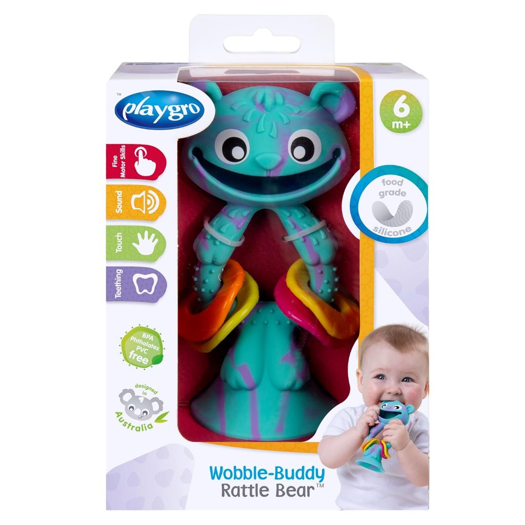 Playgro Wobble Buddy Rattle Bear ของเล่น ยางกัด เสริมสร้างพัฒนาการ — صورة 6