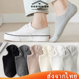 ในไทย💖ถุงเท้าข้อสั้นสีพื้นวัสดุผ้าฝ้ายแท้ ข้อสูงผ้ายืดสไตล์เกาหลีถุงเท้าแฟชั่น ใส่สบายสําหรับผู้หญิง