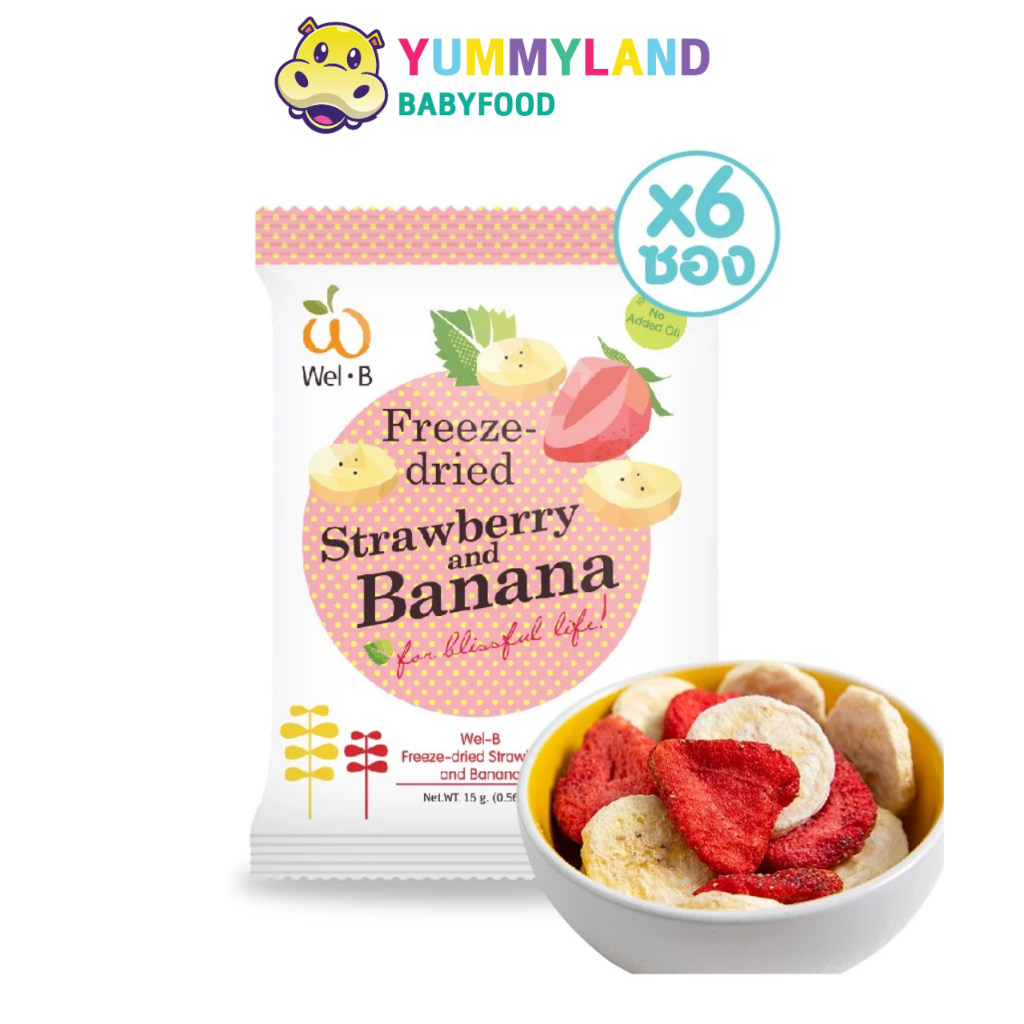 Wel-B Freeze-dried Fruit ผลไม้กรอบ ตราเวลบี แพ็ค 6 ซอง ขนมเด็ก 1 ขวบขึ้นไป