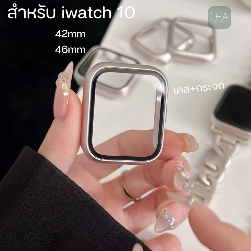เคส watch + ฟิลม์กระจกในตัว case สําหรับ Applewatch series 11 10 ขนาด 42mm 46mm เคสกระจก เเข็ง