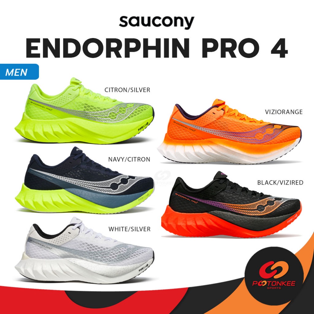 SAUCONY Men's Endorphin Pro 4 รองเท้าวิ่ง สายสปีด มีแผ่น carbon-fiber plate
