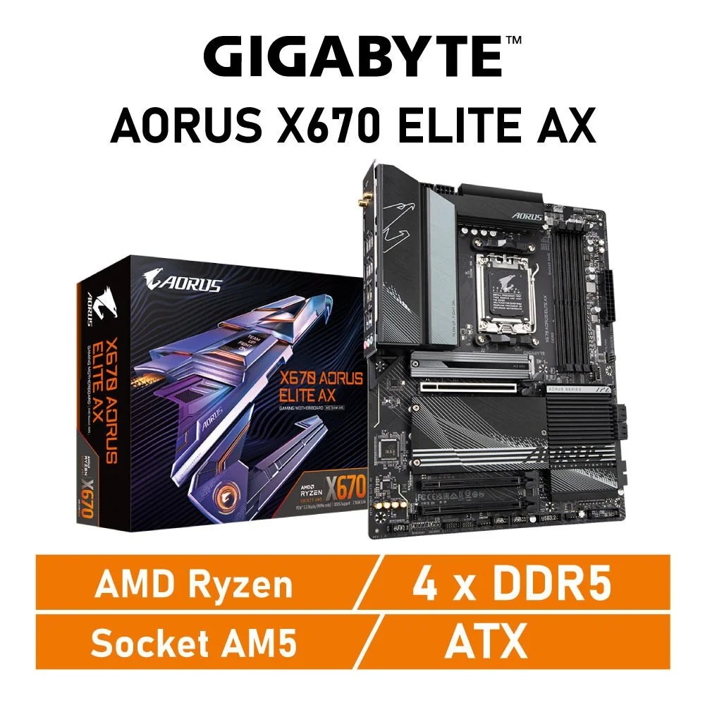 MAINBOARD (เมนบอร์ด) GIGABYTE X670 AORUS ELITE AX (SOCKET AM5) (ATX) รับประกัน 3 - Y