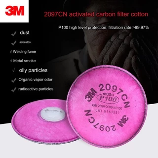 3M 2097 ตลับกรอง ป้องกันฝุ่นละออง ป้องกันสารเคมี เสริมแผ่นคาร์บอน มาตรฐาน P100/N100 งานเชื่อม และป้องกันฝุ่น PM2.5