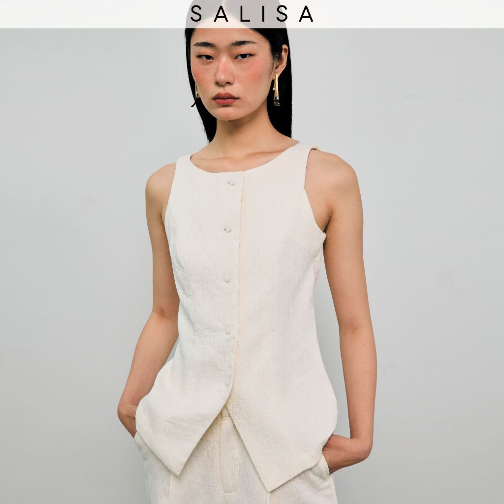 SALISA - VEST FW24 Irregular Pleat เสื้อเวสต์ทำงาน