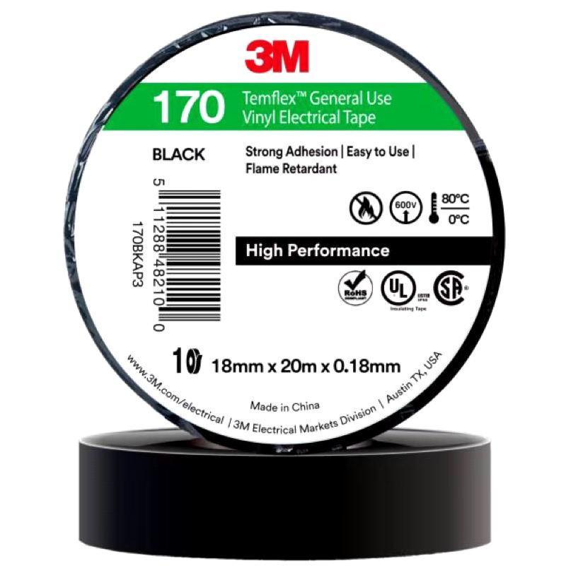 **10ม้วน** เทปพันสายไฟ 3M รุ่น170 หนา 10เมตร สินค้าของแท้ 100%