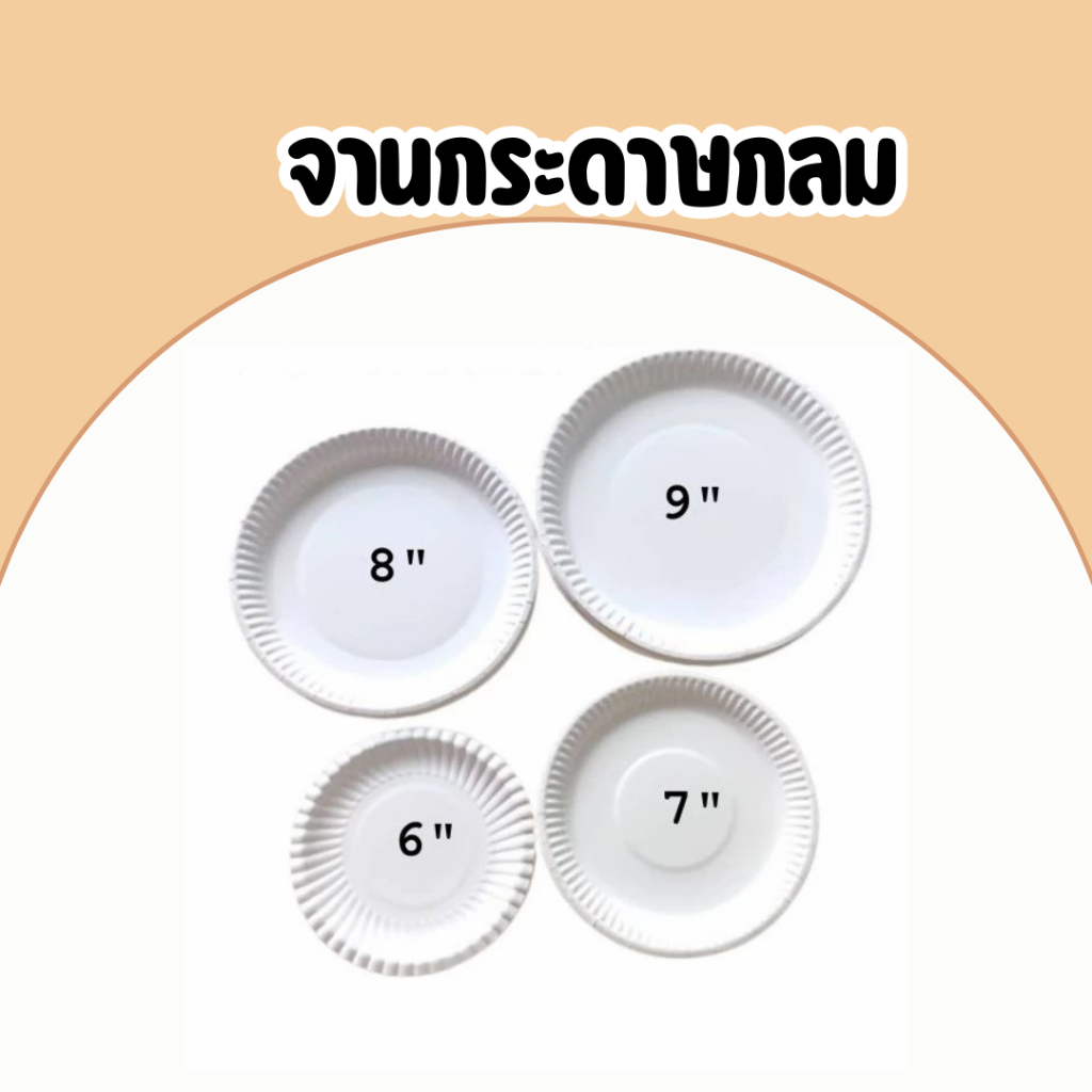 20ชิ้น จานกระดาษ กลม สีขาว ขนาด 6 / 7 / 8 / 9 นิ้ว กระดาษบริสุทธิ์ 100% แบบหนา จานสำหรับงานปาร์ตี้