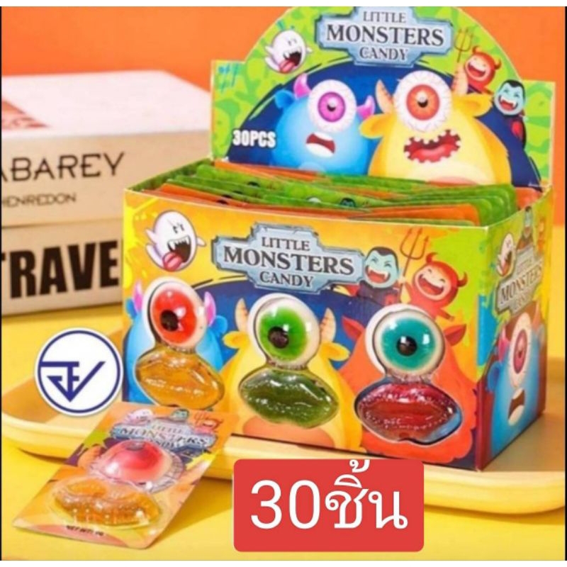 เยลลี่ฮาโลวีน Halloween gummy กัมมี่ตามอนสเตอร์ คละสี 1กล่อง มี30ชิ้น ได้ทั้งตาปาก ในชิ้นเดียว มีอ.ย.