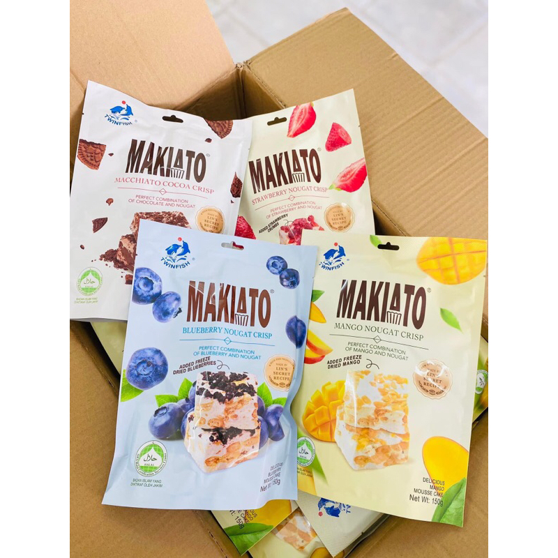 พร้อมส่ง  Makiato  Cocoa Crisp บราวนี่หนึบ ขนาด 150g มี 4 รส