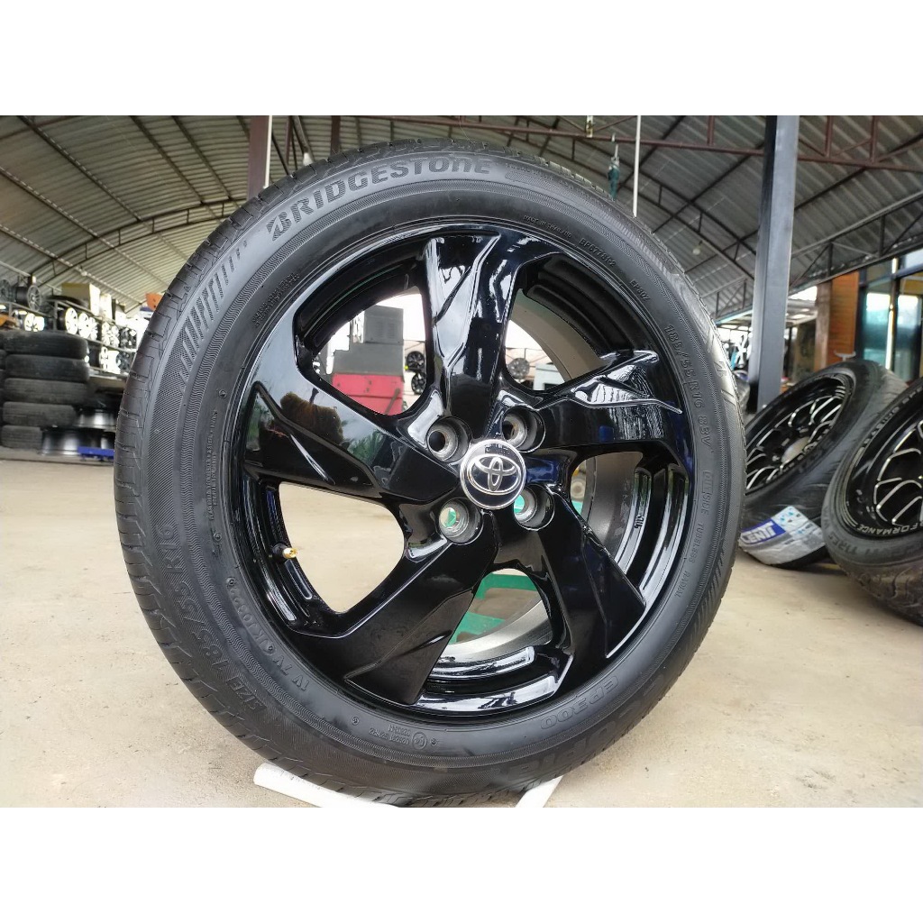 แม็กโตโยต้า ขอบ16 สีอบpowder coat พร้อมยางบริสโตน 185 55 16 ปี22 ใส่ vios yaris ได้ทุกรุ่น