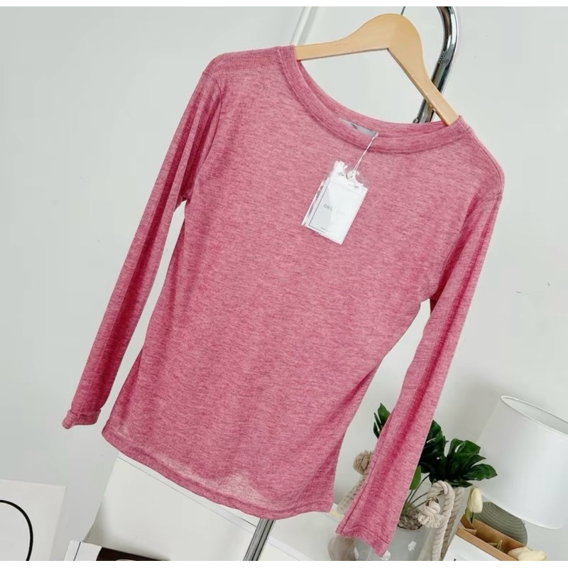 088 เสื้อยืดคอกลม แขนยาว ผ้าร่องSnow
