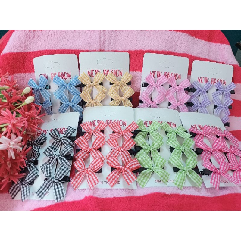กิ๊บโบว์ลายสก็อต(6ชิ้น )