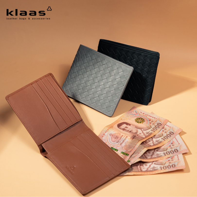 05-135KL01 กระเป๋าสตางค์สานหนังแท้ classic bifold สานมือ