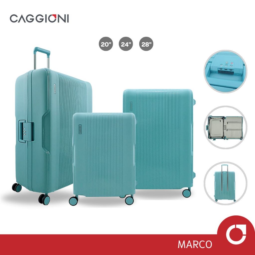 CAGGIONI กระเป๋าเดินทางล้อลาก แบบโครง รุ่นมาโคร (C22011) [20/24/28 นิ้ว]TAS Lock วัสดุ PP ทนทาน - สี