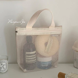 พร้อมส่ง🍑กระเป๋า Travel bag กระเป๋าจัดระเบียบ มีหูหิ้ว กระเป๋าเครื่องสำอางค์ มินิมอล กระเป๋าตาข่าย 04073