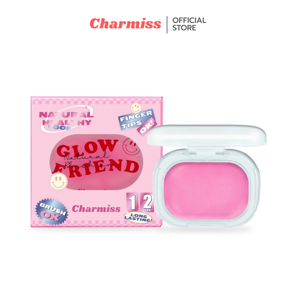 Charmiss Glowfriend Natural Blush On 4 g บลัชออนเนื้อโมจิ เนื้อเด้งนุ่ม เกลี่ยง่าย ติดทน กันน้ำกันเหงื่อ ได้ลุคธรรมชาติ