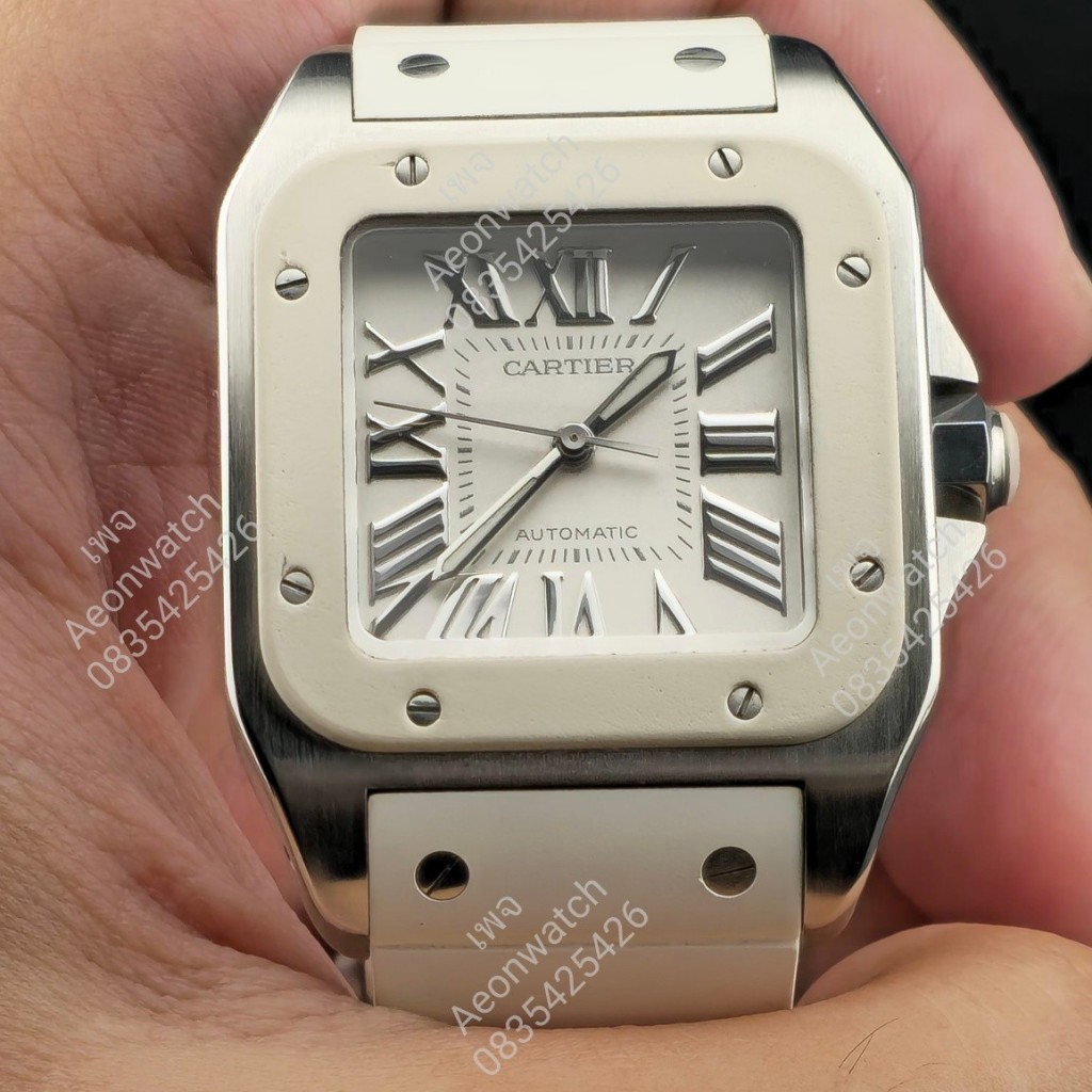 Cartier Santos 100 M White rubber