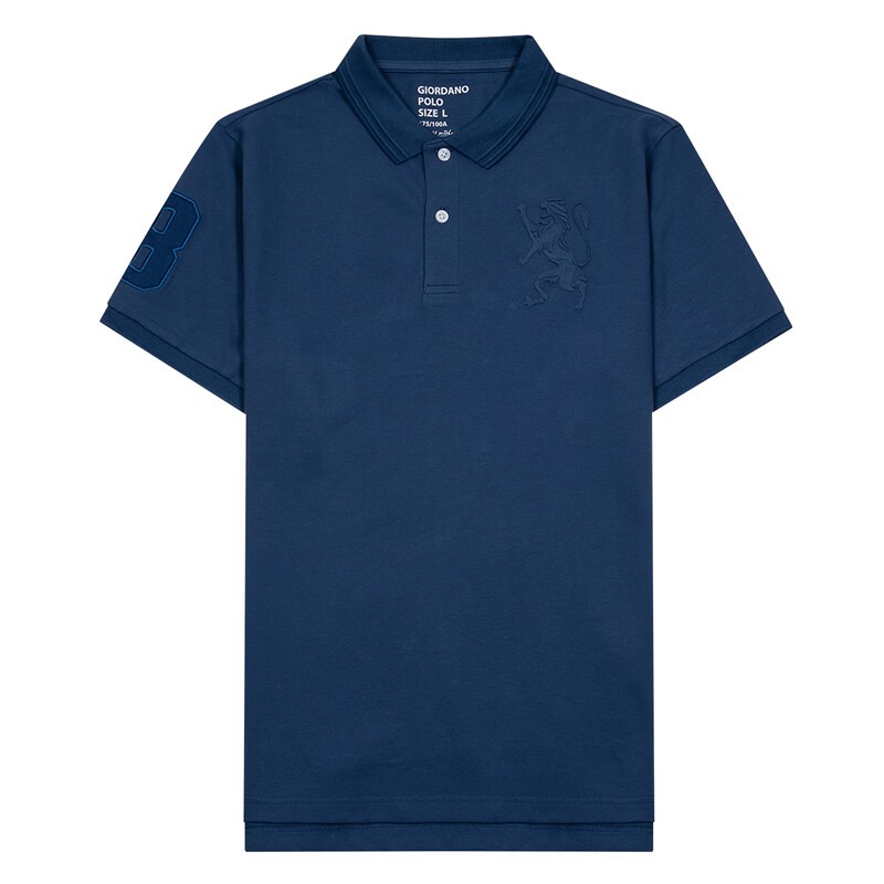 GIORDANO เสื้อโปโลผู้ชาย ปักสิงโต - Men's 3D Lion Polo 01012222
