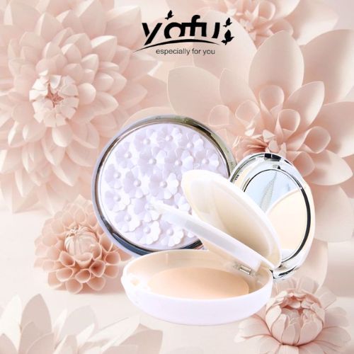 แป้ง Yafu ตลับรูปดอกไม้สีขาว กันเหงื่อ ทำให้ผิวหน้าเรียบเนียน ช่วยควบคุมความมันตลอดวัน  กันแดด  ใช้แล้วหน้าไม่ดรอป
