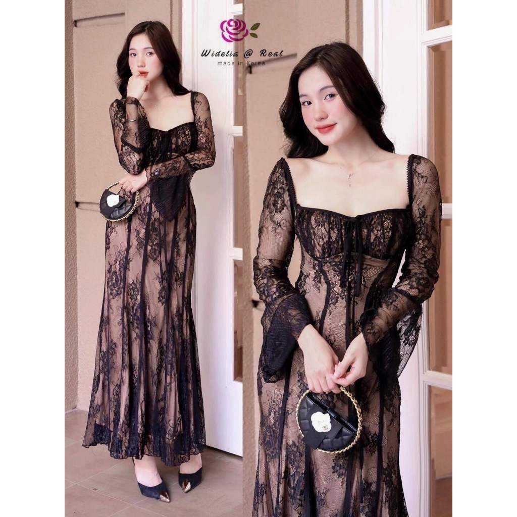 "เช็คสต็อคสินค้าก่อนสั่งซื้อค่ะ" Widelia@Real2 Set :: เดรสยาวตัวสวยสุด Sexy บอกเลยแพทเทิ้ลสวยเนี๊ยบ สีดำ