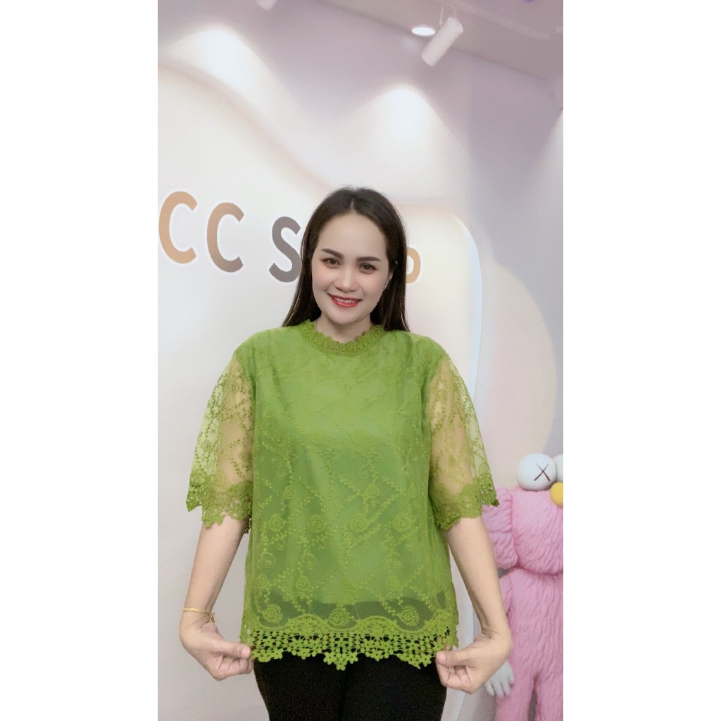 เสื้อลูกไม้ผ้าแก้ว แฟชั่นออกงาน รอบอก 46 นิ้ว ใส่ออกงาน รุ่น4678