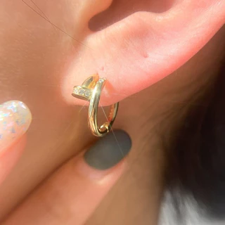 earika.earrings - gemmes pin hoop ต่างหูห่วงรูปเข็มหมุดก้านเงินแท้ชุบทองคำขาว/ทอง เหมาะสำหรับคนแพ้ง่าย