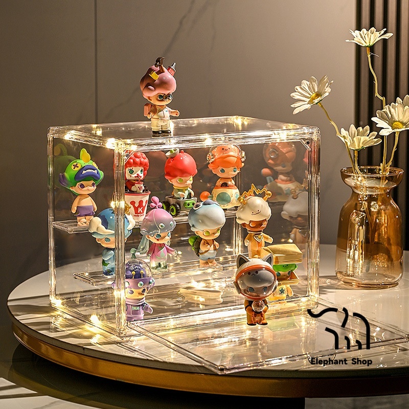 【จัดส่งตลอด 24 ชั่วโมง】Popmart Art Toy กองตุ๊กตาฝุ่น 3 ชั้น กล่องชั้นวางของอะคริลิคแบบโปร่งใส