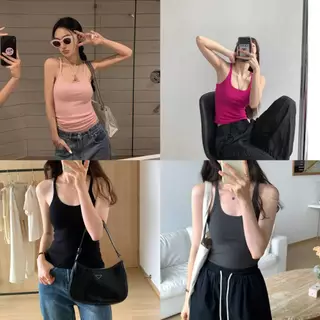 🌞B-269🌞เสื้อสายเดี่ยวสายฝอ แบบใหม่แบบสับ พาสเทล 6 สี มีฟองน้ำในตัว