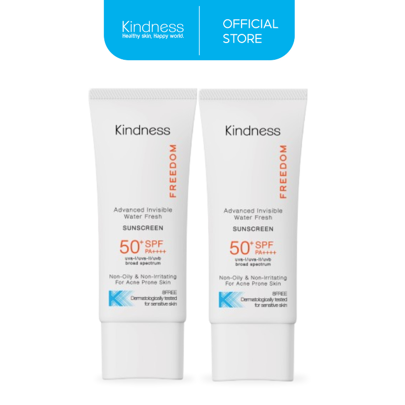 [แพ็คคู่] กันแดดสูตรบางเบา Kindness Freedom Advanced Invissible Water Sunscreen SPF 50+ PA++++ เกลี่ยง่าย สบายผิว