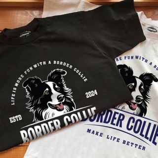 Urban90S เสื้อยืด BORDER COLLIE สไตล์วินเทจผ้าคอตตอนแท้ 100%…