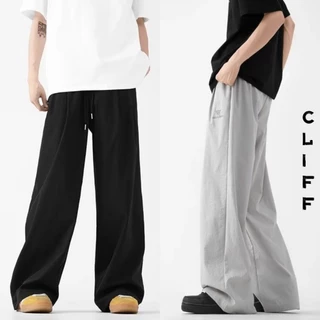 CLIFF กางเกงขายาวผู้ชาย สีล้วน ลำลอง ทรงตรง คอวีแขนสั้น เชือกรูด เรียบง่าย แบบหลวม