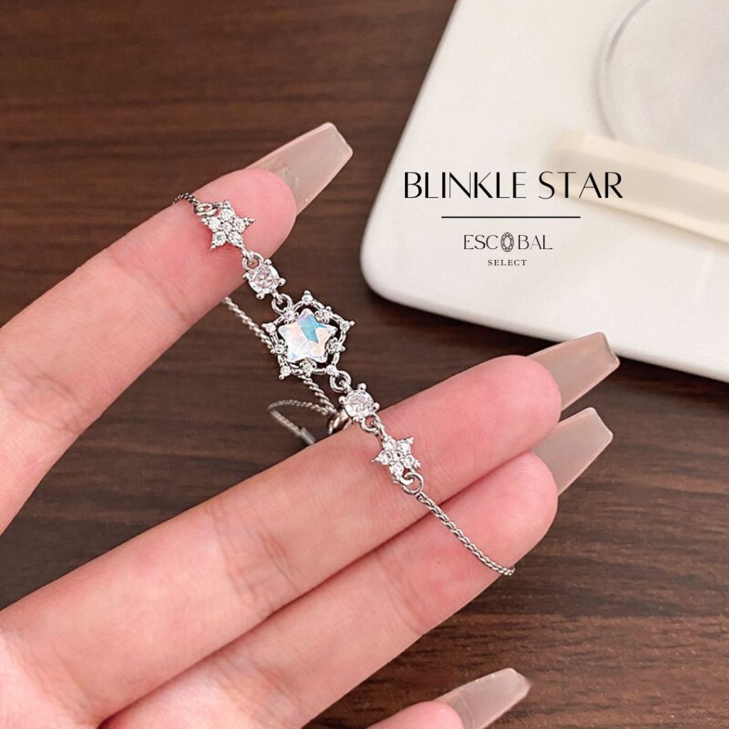 ESCOBAL กําไลเงินแท้Blinkle Starสร้อยข้อมือเพชร กําไลนําโชค กำไลแฟชั่น ข้อมือเงิน สร้อยข้อมือมูนสโตน