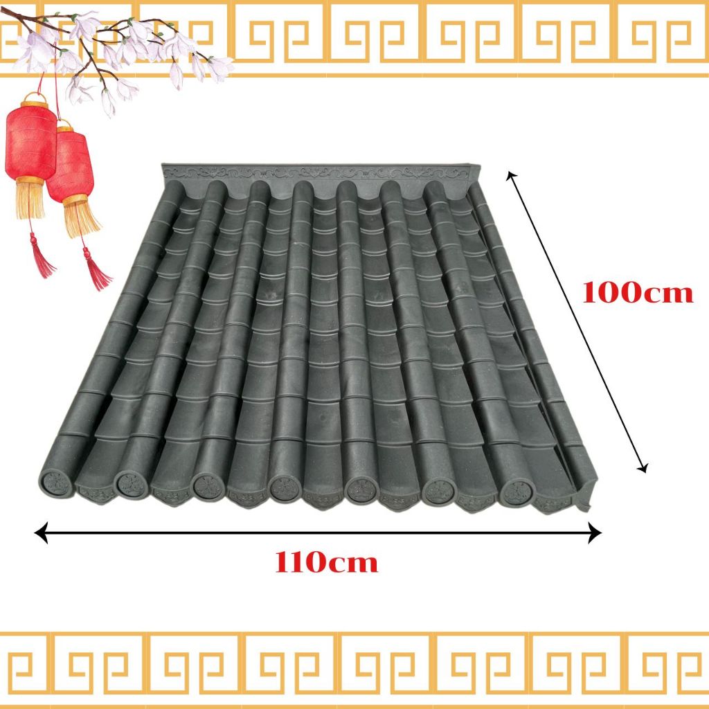 หลังคา กันสาด สไตล์จีน ทำจาก กระเบื้องพลาสติก PP ขนาด 110x100 ซม. ตกแต่งบ้าน สไตล์จีน