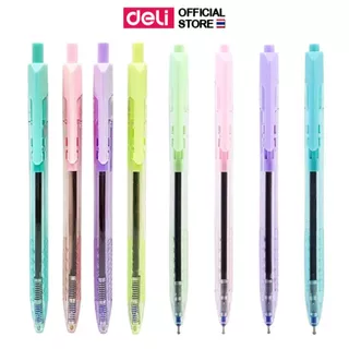 ปากกาลูกลื่น Deli ปากกาแบบกด ปากกา หมึกน้ำเงิน เส้น 0.5mm (คละสี 1 แท่ง) เครื่องเขียน อุปกรณ์การเรียน
