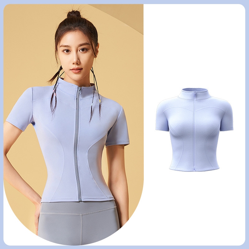 mvp sport ซิปคอยืน  เสื้อกีฬาแขนสั้น เสื้อแจ็คเก็ตลำลองสำหรับวิ่งกลางแจ้ง เสื้อกีฬา - 1