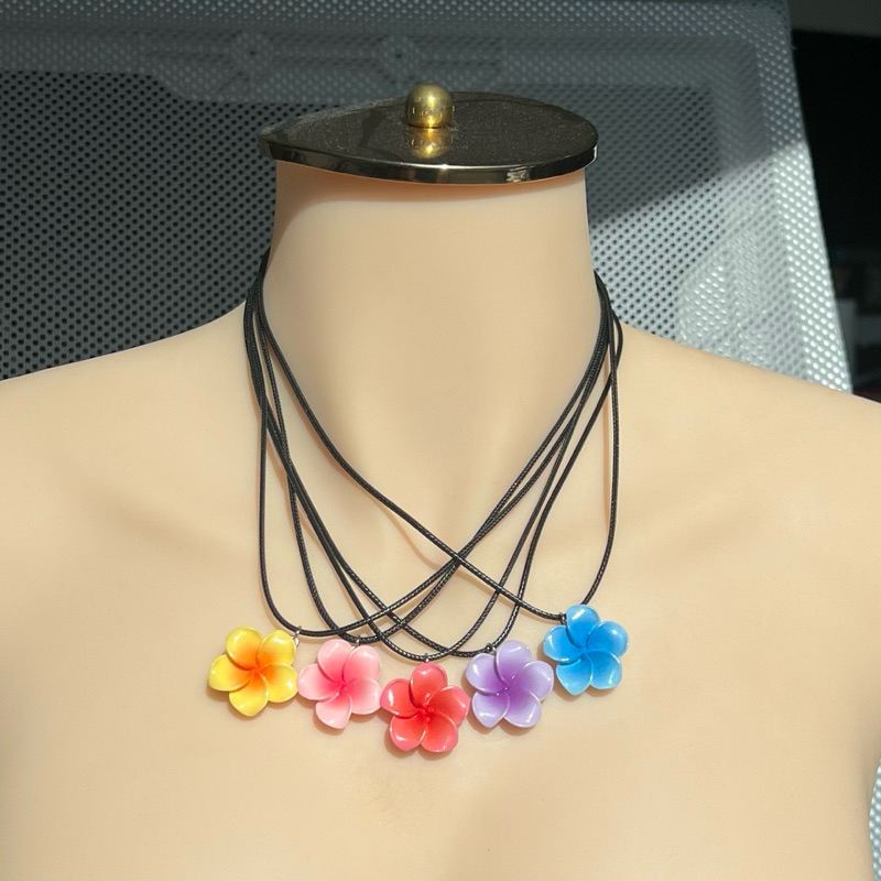 สร้อยคอ จี้ดอกลีลาวดี จี้ดอกชบา พร้อมส่ง