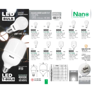 ยกลัง E27 หลอดไฟ NANO LED High Power Bulb หลอดประหยัดไฟมาตรฐาน มีขนาด 7W / 9W / 12W /15W /18W /25W / 30W / 40W ( ส่งไว )