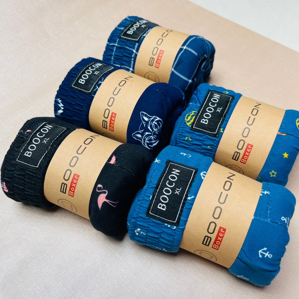 กางเกงบ๊อกเซอร์ผู้ชาย Boxer Boocon (3ตัว) บ็อกเซอร์ผ้านิ่ม พิมพ์ลาย สินค้าคุณภาพดี ผ้านุ่มใส่สบายมาก ไม่ยืด ไม่ย้วย