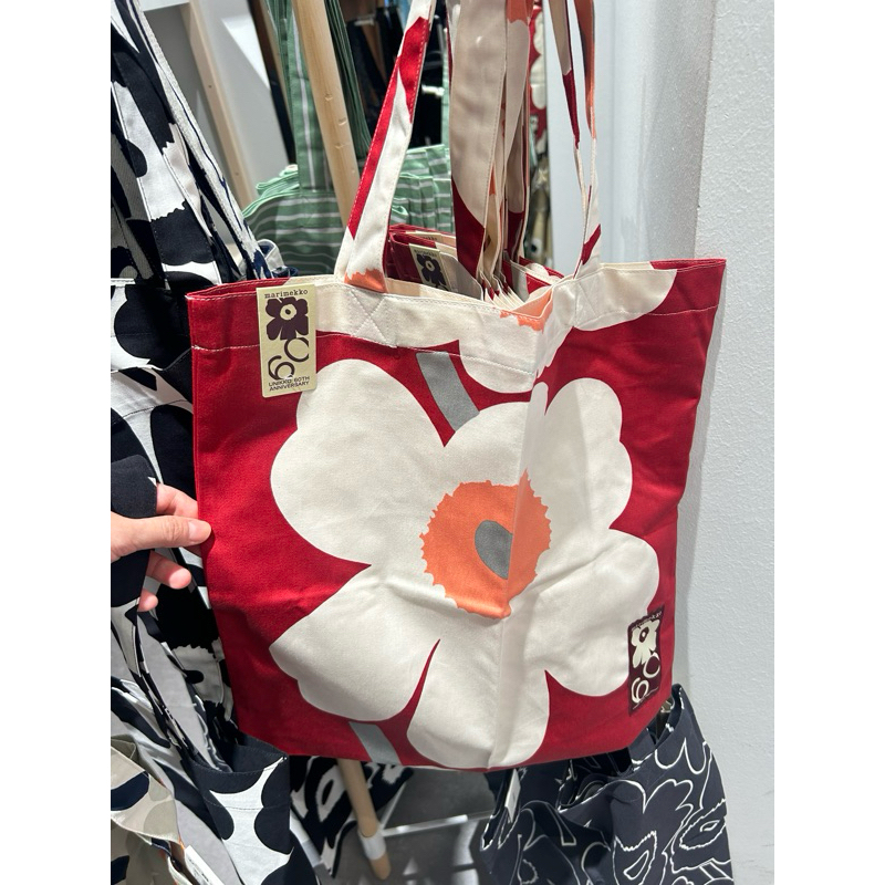 Marimekko 60th anniversary tote bag สีเขียว/สีน้ำเงิน